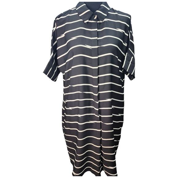 NWT American Living Shirt Dress SZ 12 Women Black White Work Casual Pockets NEW - Picture 2 of 11